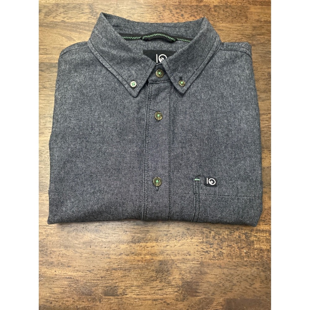 Tentree Mens Grey Cotton Button Down Shirt Long Sleeve XL Grey Heather Pocket